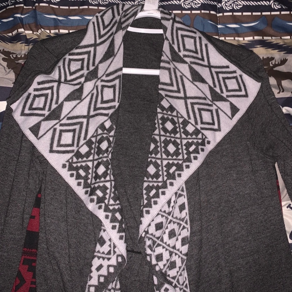 grey flare cardigan